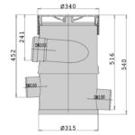 WFF 100, Dimensions in mm, WISY-Regenwasserfilter
