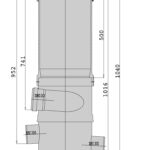 WFF 100 mit Verlängerung, Dimensions in mm, WISY-Regenwasserfilter