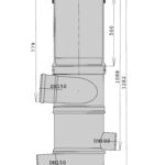 WFF 150 mit Verlängerung, Dimensions in mm, WISY-Regenwasserfilter